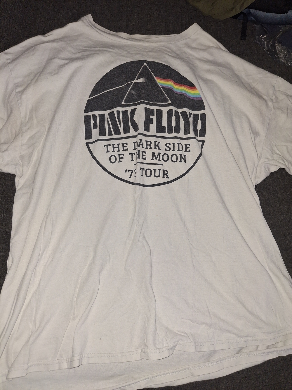 Pink Floyd White Short Sleeve Tee with Rainbow Prism Detail